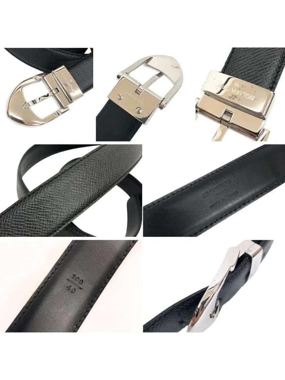 Louis Vuitton Taiga Belt Ceinture Classic 100 Ardoise Black Male